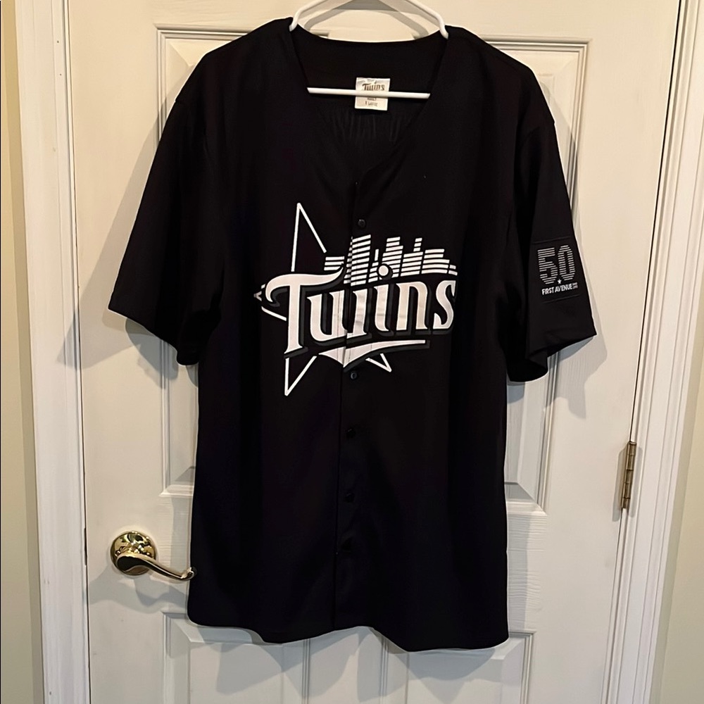 Black Twins/First Ave collaboration baseball jersey